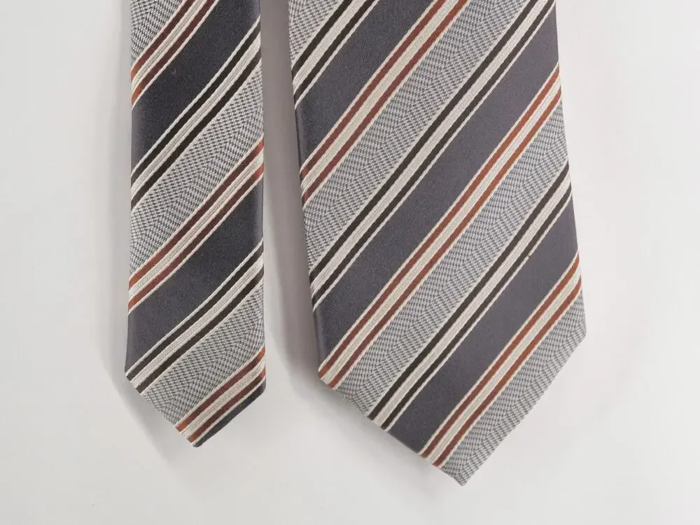 ERMENEGILDO ZEGNA Tie Mens Gray Repp Striped Classic 3.5